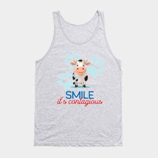 Cute Cow Minimalist Style Art | Smile, it's contagious. Tank Top